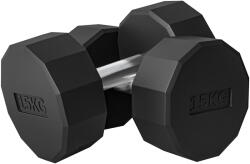  SPORTNOW 2 db-os 15 kg-os súlyzókészlet csúszásgátló fogantyúval, fém és gumi súlyokkal, 26x15, 5x15, 5 cm, fekete