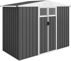 Outsunny Kerti Fészer 4 Szellőzőnyílással, 2 Ablakkal és Ferde Tetővel, 246x117x161/180 cm, Sötétszürke