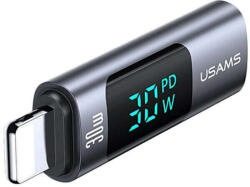 USAMS SJ681LN01 lightning to usb-c PD gyorstöltő adatper 30W, LCD kijelző (SJ681LN01)