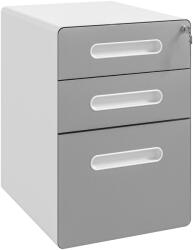 Vinsetto 3 fiókos irodai szekrény zárral és kerekekkel dokumentumokhoz, 39x48x59 cm, világosszürke