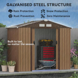 Outsunny Kerti Szerszámos Fészer Acéllemezből és Tolóajtókkal, 213x130x185 cm, Sárga