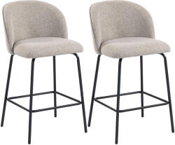 Homcom 2 db-os bárszék szett háttámlával és lábtartóval, szövet huzattal és acél lábakkal, szürke