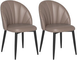 HomCom 2 db-os műbőr szék szett acél lábakkal és háttámlával, 52x54x79 cm, barna