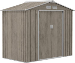 Outsunny fém kerti fészer szellőzőnyílásokkal és dupla tolóajtóval kertészkedéshez és barkácsoláshoz, 213x130x185 cm, barna