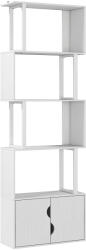 Homcom Modern könyvespolc 5 polccal és 2 ajtós szekrénnyel fehér fából