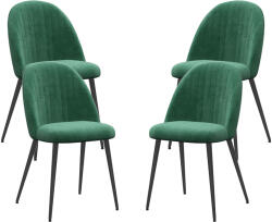 HomCom 4 db-os modern kárpitozott szék szett ívelt háttámlával, bársony, szövet székek, 50x52x83 cm, zöld