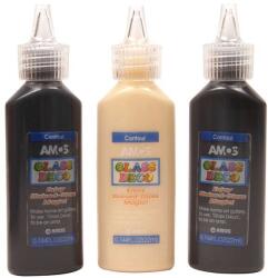  Amos Glass Deco Kontúrfesték - 3x22ml - Fekete, Arany, Ezüst (32124)