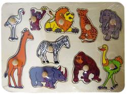 Afrikai állatok 10 darabos fa puzzle (24840)
