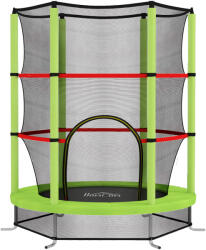 HomCom Elasztikus Matrac 3-6 Éves Gyerekeknek Védőhálóval, 6 Oszloppal és 3 Bejárattal, Ø140x190 cm, Zöld