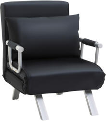 Homcom Fotelágy 5 fokozatban dönthető háttámlával és párnával, 65x69x80 cm, Fekete