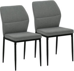 HomCom 2 db-os bársony kárpitozott étkezőszék szett ergonomikus kar nélküli háttámlával, szürke