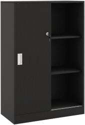 HomCom irodai szekrény 80x40x120 3 polccal és dupla ajtóval, zárral, irodába vagy nappaliba, fekete