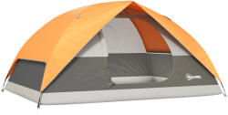 Outsunny 3 személyes kemping sátor töltőporttal, zsebekkel és táskával, 205x275x135 cm, narancssárga
