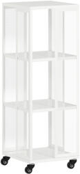 Homcom Modern Könyvespolc 3 Polccal és Görgőkkel, 35x35x99 cm, Fehér