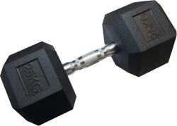  25 kg-os, gumibevont, egykezes, hatszögletű HEX súlyzó