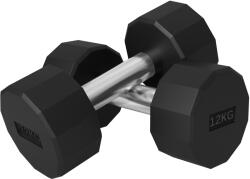  SPORTNOW 2 db-os 12 kg-os fém és gumi súlyzókészlet, csúszásgátló fogantyúval ellátott fitnesz súlyzókészlet, 26x14x14 cm, fekete