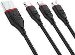 BOROFONE BX17 3 az 1 ben töltőkábel ( micro usb-type-c, lightning csatlakozó) 1377615 (BX17)