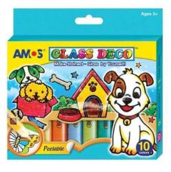 DECO AMOS Glass Deco Üvegfesték Szett - 10 szín, 10, 5 ml (16343)