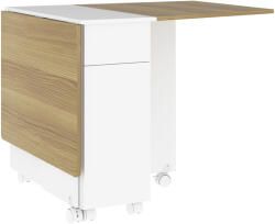 HomCom 6 személyes összecsukható asztal - fehér, fiókokkal, kerekekkel és szekrénnyel
