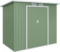 Outsunny Casetta da Giardino in Acciaio con Tetto Inclinato e Doppia Porta