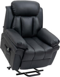 Homcom Elektromos Összecsukható Emelőfotel Vastag Tépőzárral és Távirányítóval, 96x93x105 cm, Fekete
