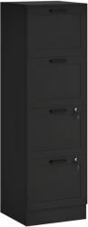 HomCom irattartó szekrény 4 fiókkal, állítható sínnel, 2 kulccsal és 2 zárral, 40x40x131 cm, fekete