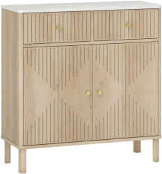 Homcom Konyhai komód 2 fiókkal, szekrénnyel és márványhatású tölgyfa asztallappal