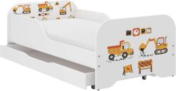  MIKI pat pentru copii 160x80cm cu saltea cadou, fără spațiu de depozitare pentru lenjerie de pat - șantier