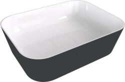 Polysan Banera - Pultra helyezhető mosdó 50x35 cm, túlfolyó nélkül, csapfurat nélkül, matt antracit/fehér 14596.52 (14596.52)