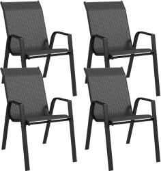 Outsunny 4 db-os rakásolható kültéri szék szett, kerti székek