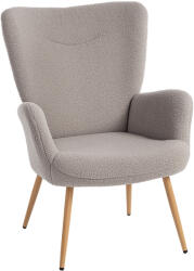 Homcom Modern karosszék továbbfejlesztett Sherpa anyagból, magas háttámlával és karfákkal, szürke