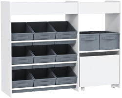 Aiyaplay Gyerekjáték Szekrény 11 Szövet Kosárral, Gardrób és Polcok, 105x30x80 cm, Fehér