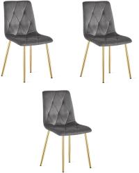  Krzesło LIBRA - ciemny szary aksamit / nogi kolor złoty x 3