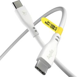 Aqiila CS11USB-C apa - USB-C apa 2.0 Adat és töltő kábel 1m - Fehér (AQCBPBIC1SI812) (AQCBPBIC1SI812)