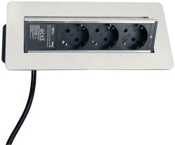 OMU system MSD8 3G rejtett elosztó 3x2+F schucko aljzat inox, 220-240VAC 16A, 1, 8m kábel (MSD8 3G)