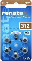 Renata ZA312 hallókészülék elem, cink-levegő, 1, 4V, 165 mAh, 6 db, Renata ZA312, PR41 (ZA312. DP6 0HG) (ZA312.DP6 0HG)