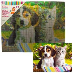  Pictură cu diamante - Câine și pisică 40 x 50 cm (SK26PC-7622)