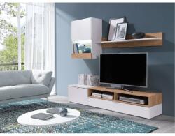 TEMPO KONDELA Nappali bútor, fehér/tölgy arany, ROSO