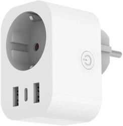 Entac Hálózati adapter 1*EURO dugalj + 1*USB-C 2*USB-A 2.4A ki-be kapcsoló gombbal Tuya Google