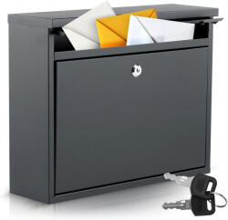 Humberg Postaláda, Humberg HM-860, fekete, 37, 5 × 30 × 12 cm, galvanizált acél, porszórt, elölről bedobó, csendes, zár 2 kulccsal, időjárásálló (TE586000)