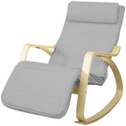  Hintaszék, szürke, nyírfából készült vázzal, állítható lábtartóval, fejpárnával, 150 kg teherbírás, párnázott ülőfelülettel (HOP1001318-1)