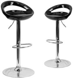  Kitti bárszék, 2 db, állítható magasságú, fekete, 76-96 cm, 46 cm átmérőjű ülőfelülettel, fém vázzal és műanyag ülőlappal (HOP1001244-1)