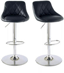  Kitti háttámlás bárszék, 2 db, állítható magasságú, fekete, 60-80 cm, 360°-ban forgatható ülőrésszel, fém vázzal és műbőr kárpitozással (HOP1001126-1)