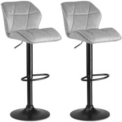 Sofotel Bárszék, Sofotel Castel, világosszürke, 2 db, 62-84 cm ülésmagasság, háttámlás, lábtartóval, fekete talp (TE260110-2)