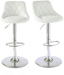  Kitti háttámlás bárszék, 2 db, állítható magasságú, fehér, 60-80 cm, 360°-ban forgatható ülőrésszel, fém vázzal és műbőr kárpitozással (HOP1001126-2)