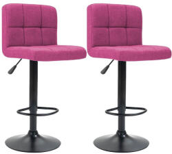  Bárszék szett, szövet borítású, 2 darab, pink, állítható magasság 60-80 cm, párnázott ülőfelület, fém váz, 100 kg teherbírás (HOP1001536-3)