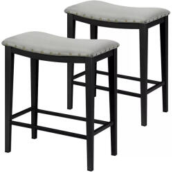  Kitti kárpitozott bárszék, 2 db, szürke, 32 x 52 cm, párnázott ülőfelülettel, stabil fém vázzal és 100 kg teherbírással (HOP1001750)