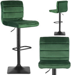 Sofotel Bárszék, Sofotel Drava, zöld, 1 db, 62-84 cm ülésmagasság, háttámlás, lábtartóval, velúr kárpit, fekete talp (TE260402)