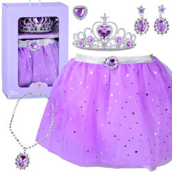 Inlea4Fun Tündérmesés hercegnő jelmez pillangós szoknya és ékszerszett PRINCESS - Lila (JO-ZA6027)