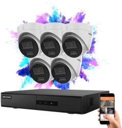 Hikvision 5 dome biztonsági kamerás IP kamera rendszer 4MP színes éjjellátással